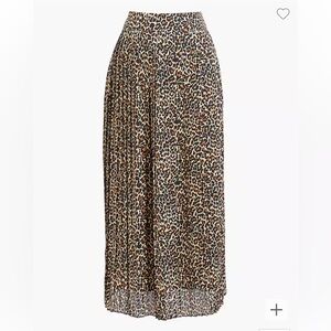 J.Crew pleated midi skirt in leopard print size 8